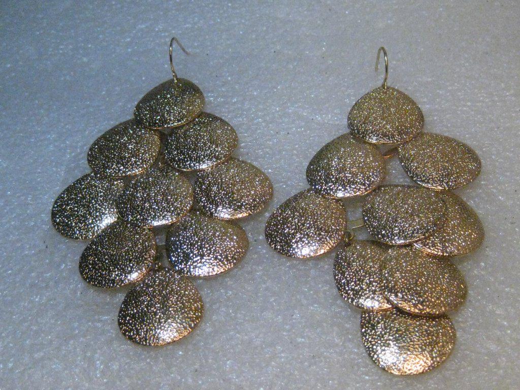 Gold Tone Dangle Pierced Earrings, Hippie, Boho, Romani (1 of 4)