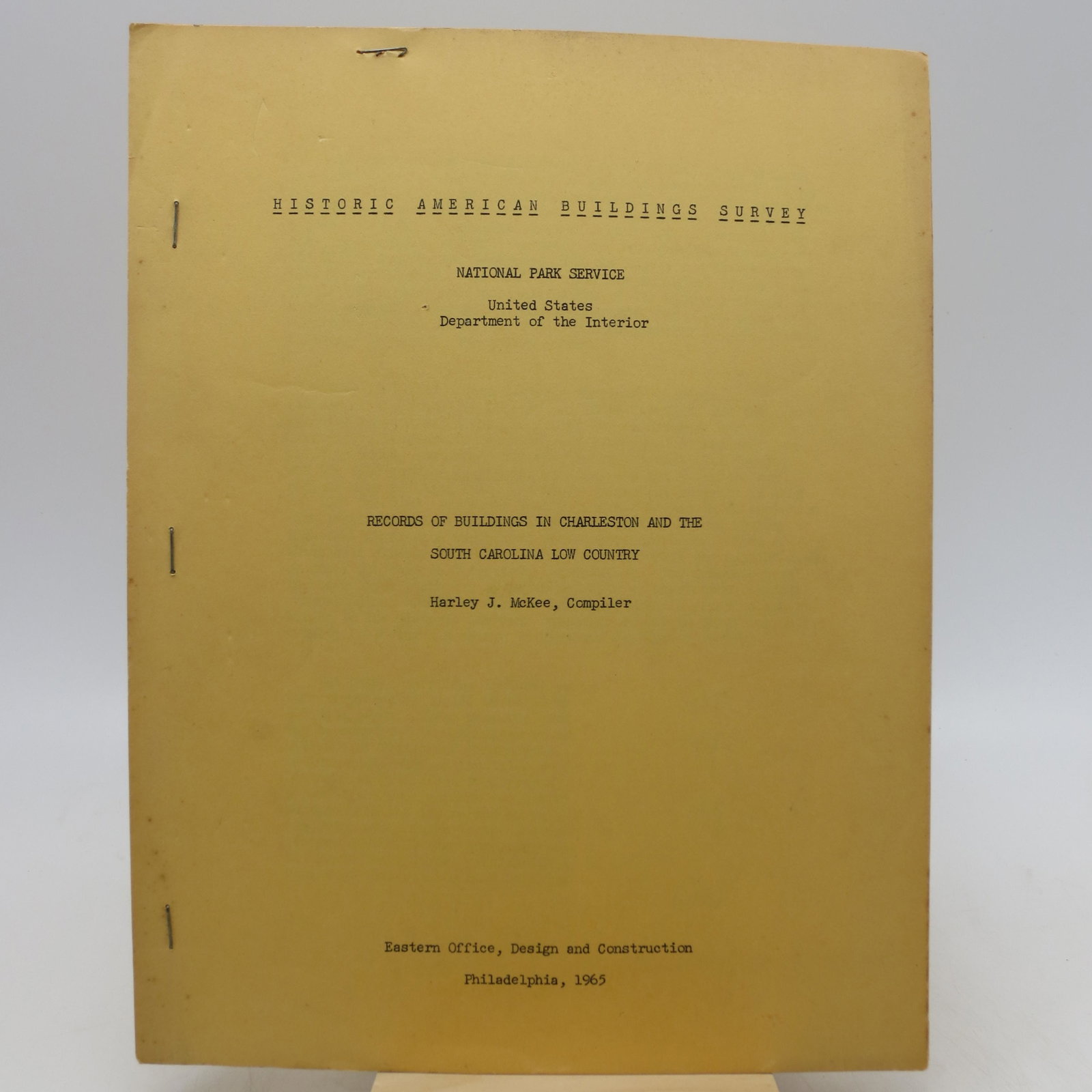 Historic American Buildings Survey: Records of: SKU #: 31589 Published by the US Department of Interior. Previous owner's name written on title page. Stapled booklet. 26pp. Full refund if not satisfied. Title: Historic American Buildings Survey: Re