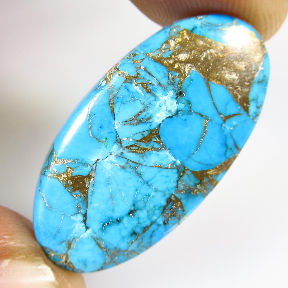 18.73 Ctw Natural Copper Turquoise Oval Cab (1 of 2)
