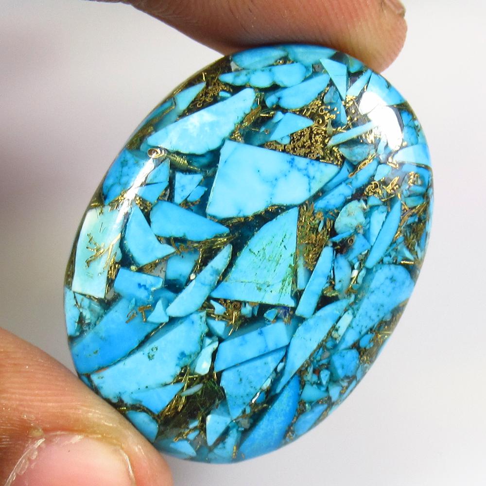 46.96 Ctw Natural Copper Turquoise Oval Cab (1 of 3)