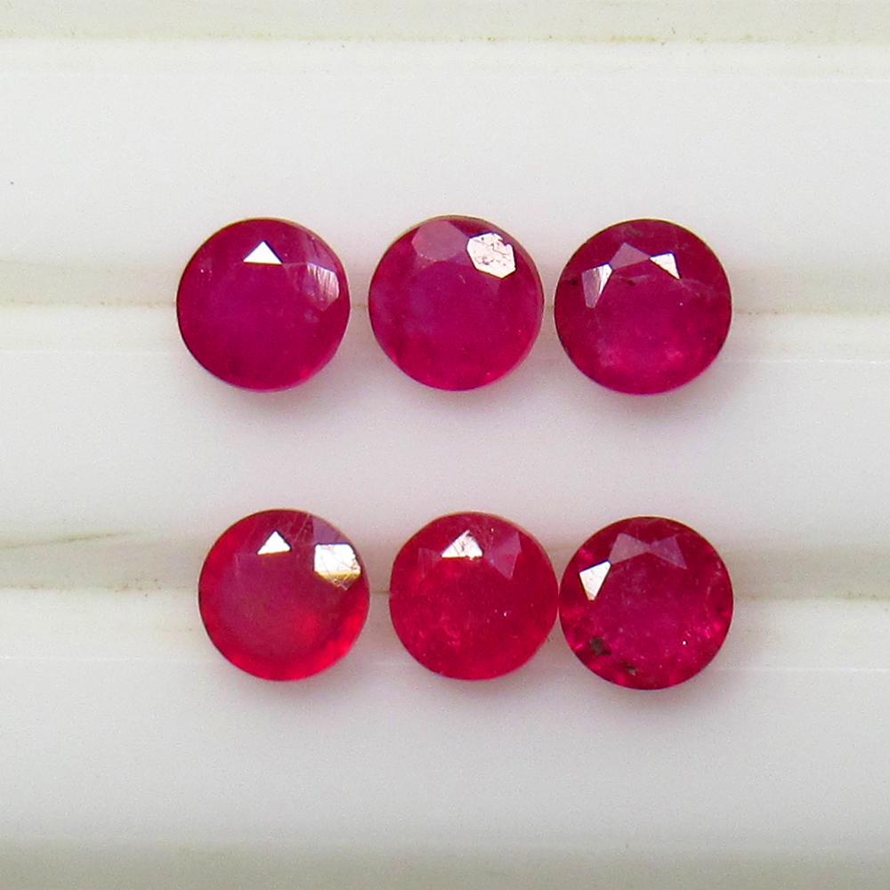 2.33 Ctw Natural 6 Red Ruby Round Set (1 of 2)