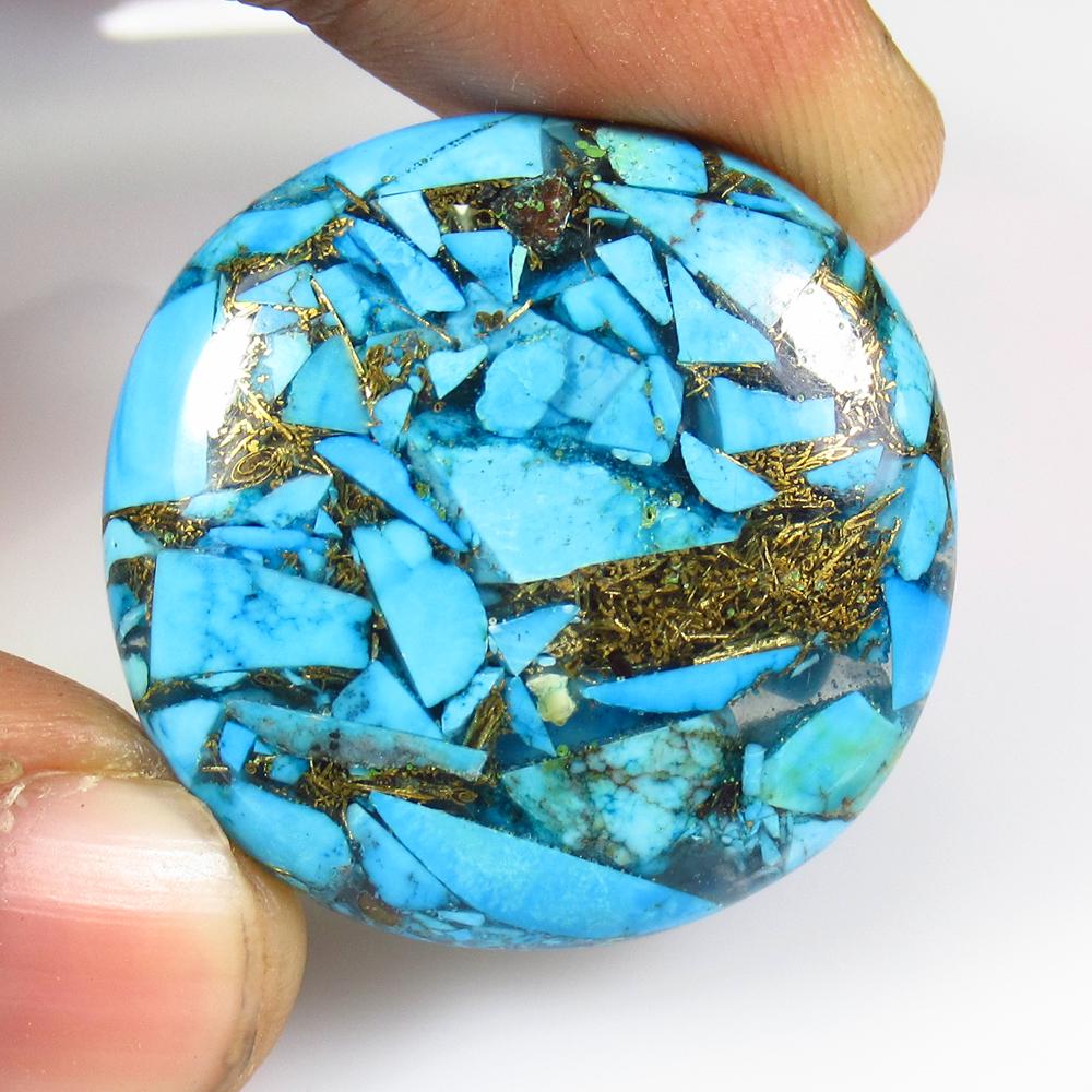 44.95 Ctw Natural Copper Turquoise Round Cab (1 of 3)
