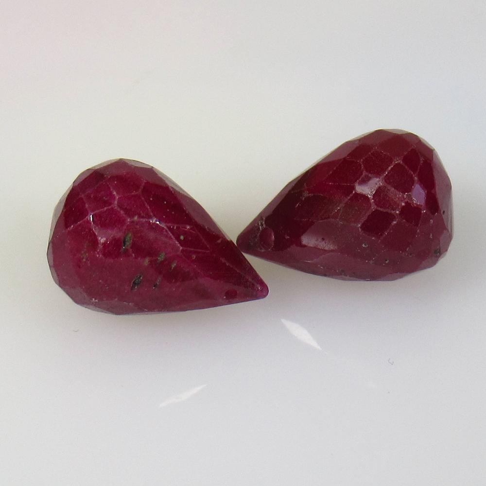 11.61 Ctw Natural 2 Mozambique Red Ruby Pear Drop Beads (1 of 2)