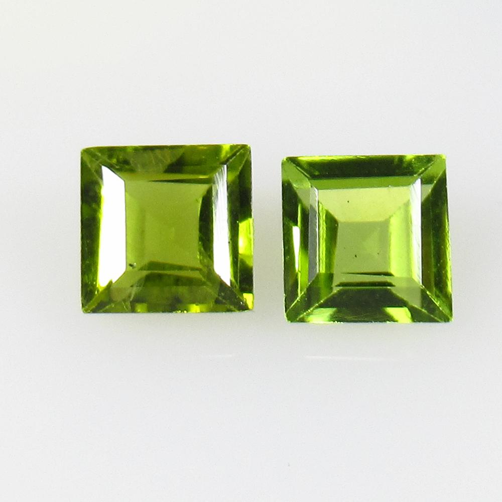 2.60 Ctw Natural Pakistan Peridot Square Pair: No Reserve! Title: 2.60 Ctw Natural Pakistan Peridot Square Pair Stone Clarity: VVS Gemstones: Peridot Carat Weights: 2.6 Size/Dimensions: 6.00 x 6.00 x 3.50 mm / 2 PC's Additional Information: Top Cl