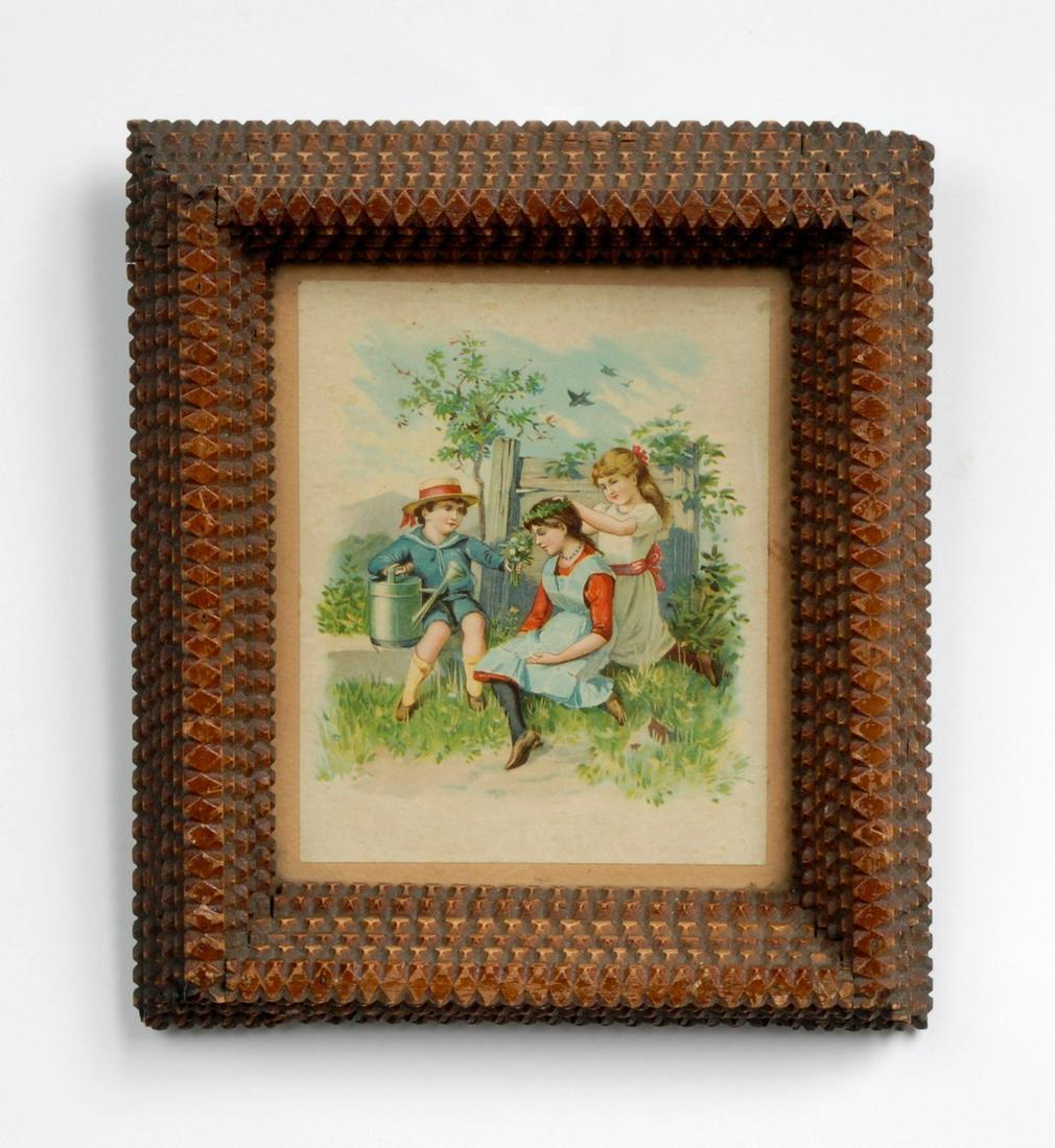Tramp Art Frame with Illustration 1900 (1 of 3)