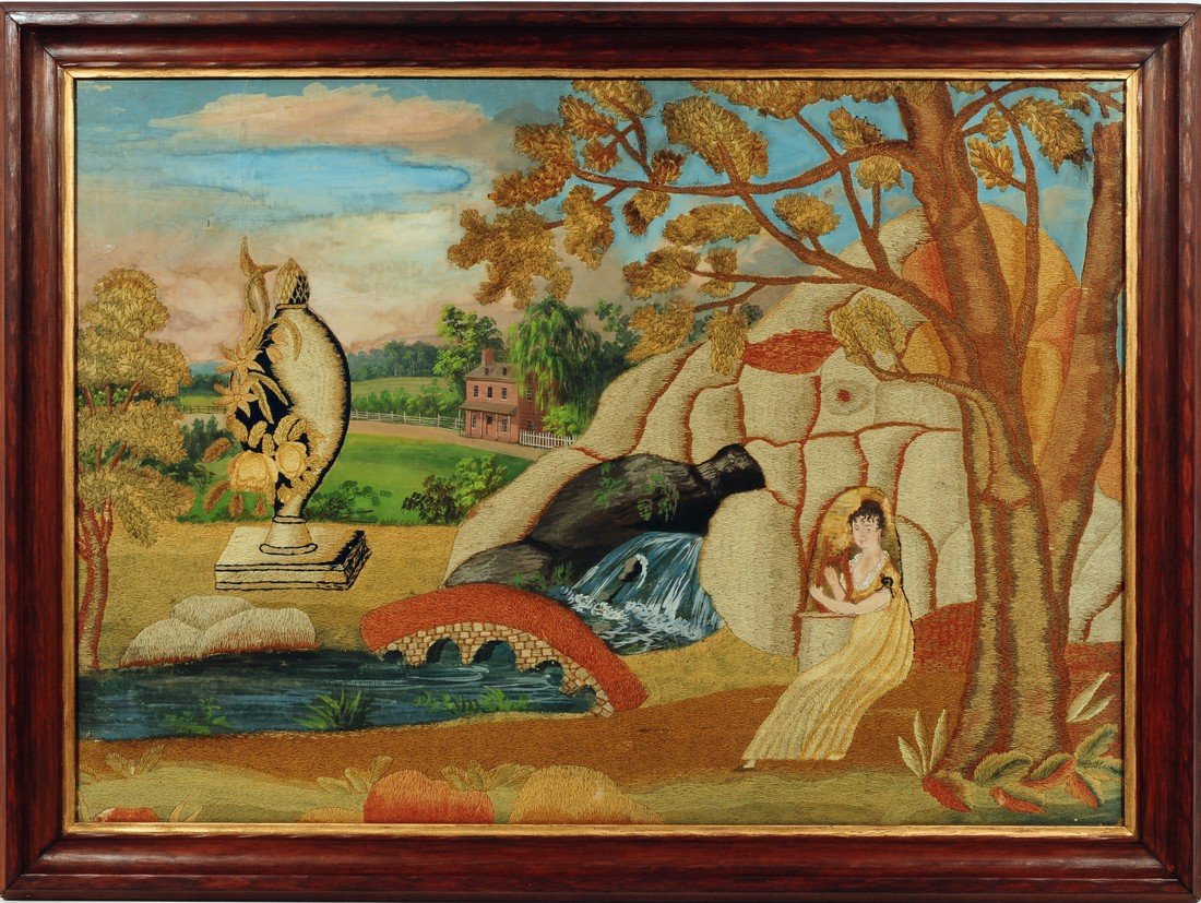 RARE EASTERN SHORE EMBROIDERED PICTURE – SAMPLER (1 of 3)