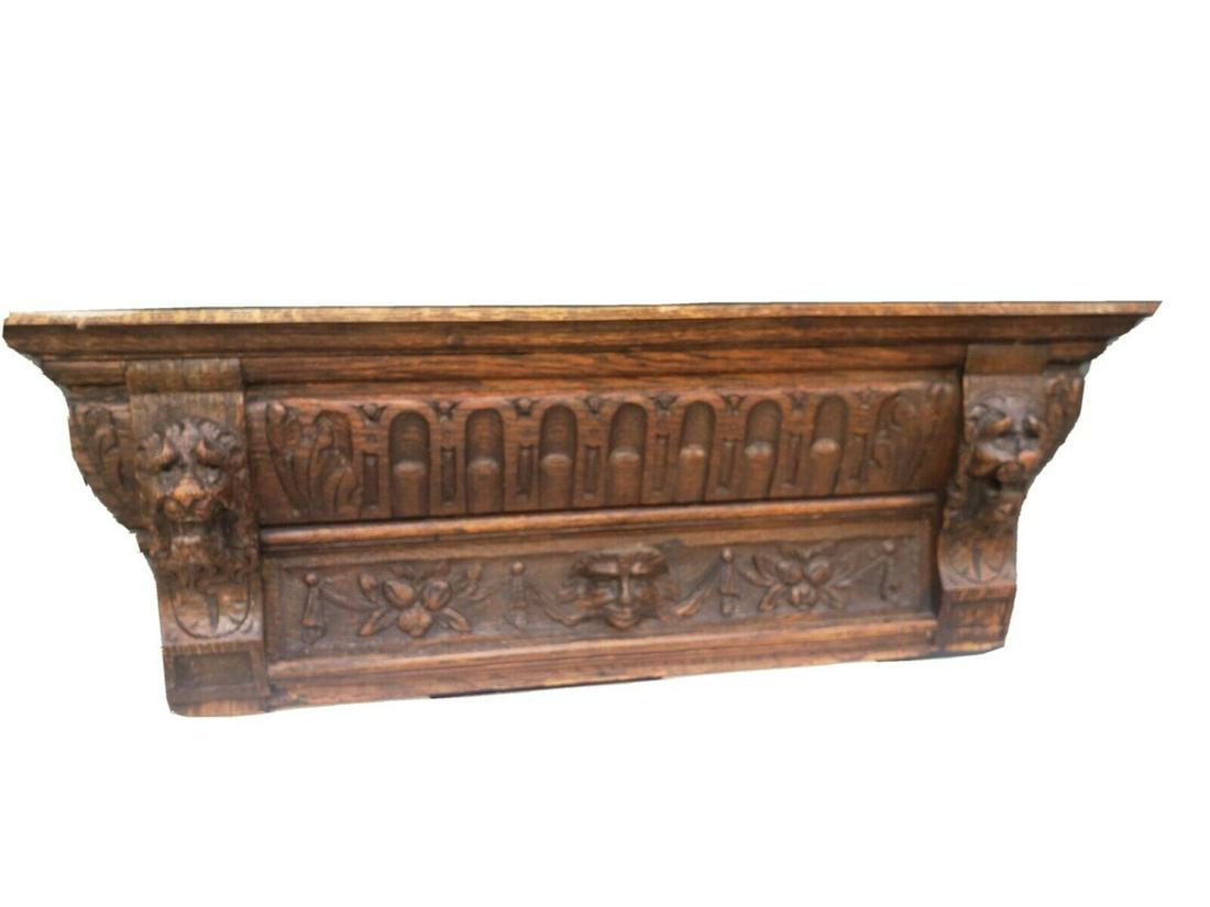 Architectural pediment repurposing wood carved oak (1 of 16)