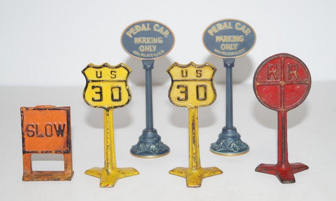 Six Antique Cast Iron Toy Signs Arcade, Pedal Car (1 of 4)