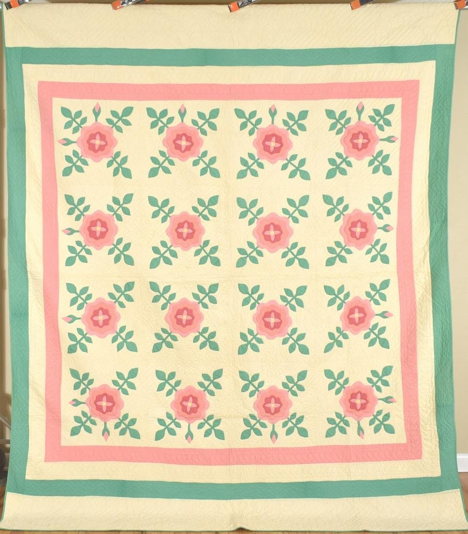 30's Marie Webster Rose Applique Quilt (1 of 8)