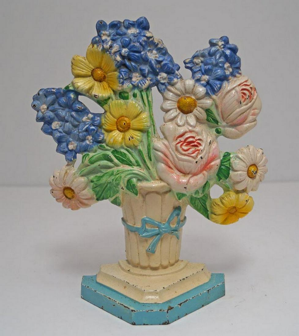 Antique Delphiniums Flower Cast Iron Hubley Doorstop (1 of 5)