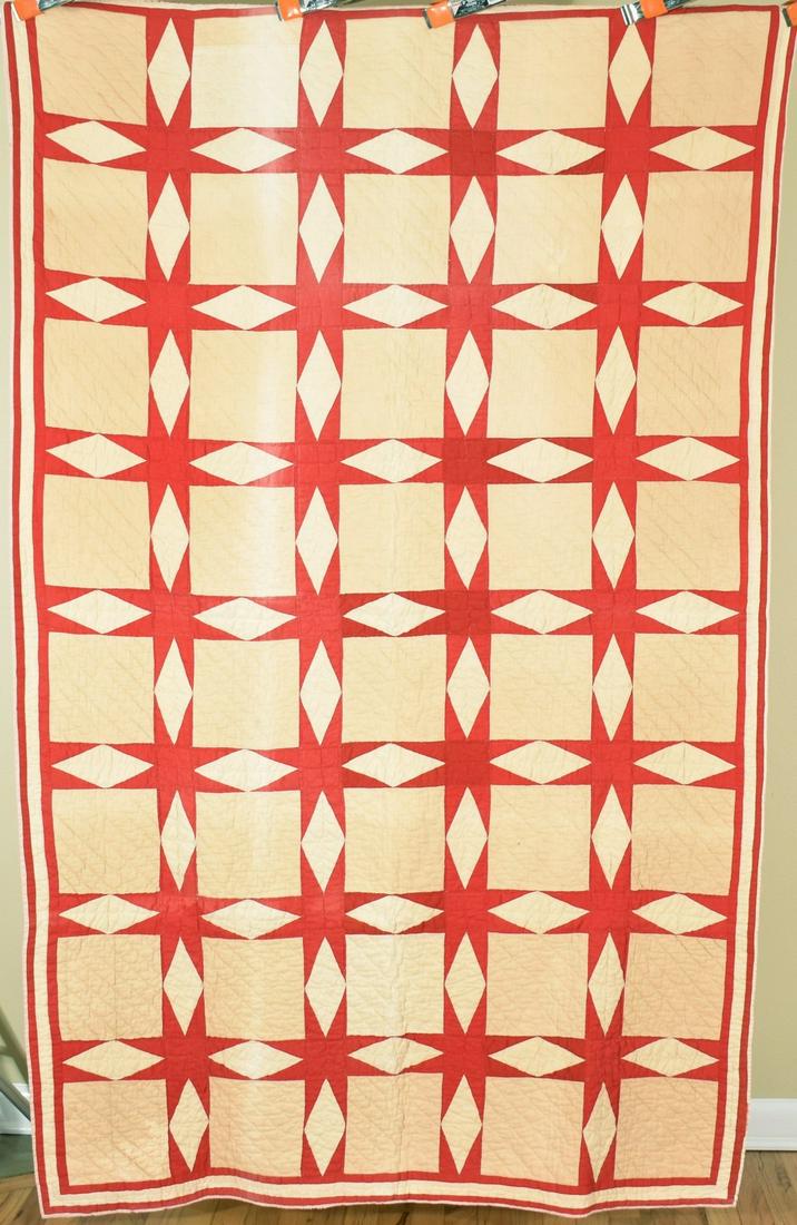1890's Red & White Touching Stars Quilt (1 of 6)