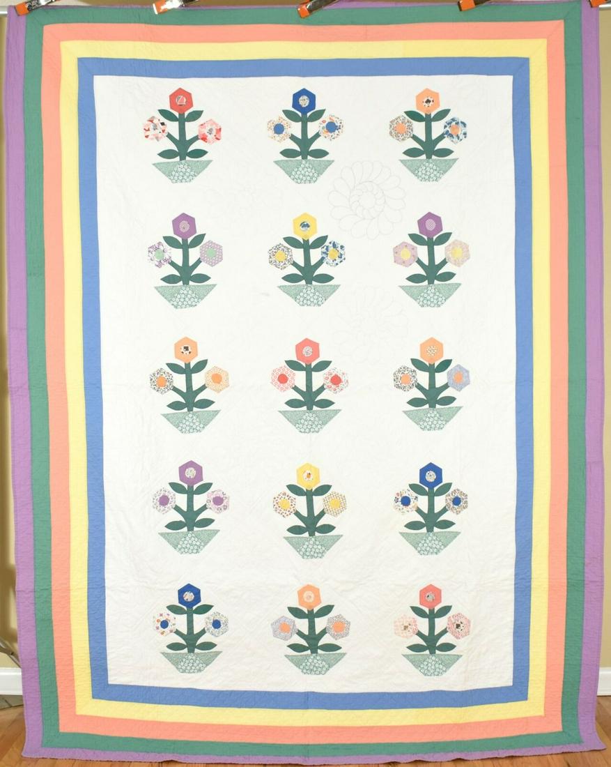 30's Flower Pot Applique Quilt (1 of 20)