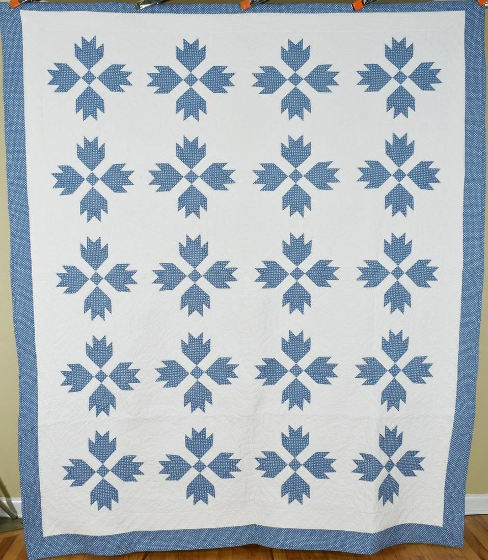 Well Quilted 30's Blue & White Bear Paw Quilt (1 of 9)