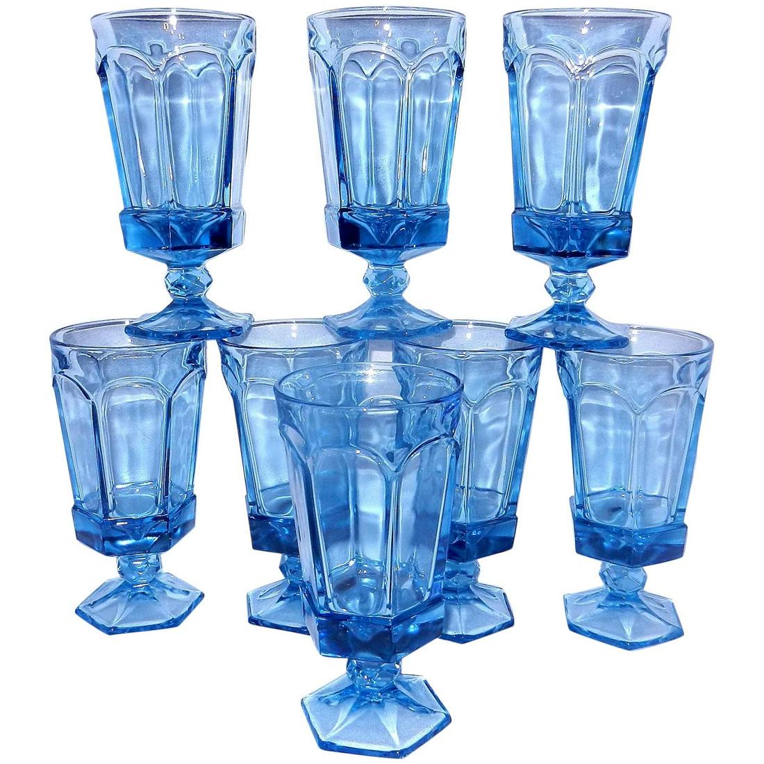 Vintage Fostoria Virginia Blue Iced Tea Tumbler - Set (1 of 8)