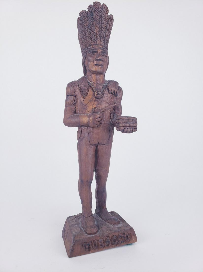 Tobacciana Carved Wood Native American Chief, Cigar (1 of 6)