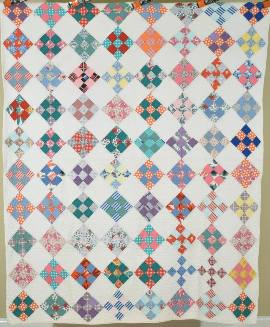 Matched Pair of 30's 9-Patch Quilts (1 of 12)