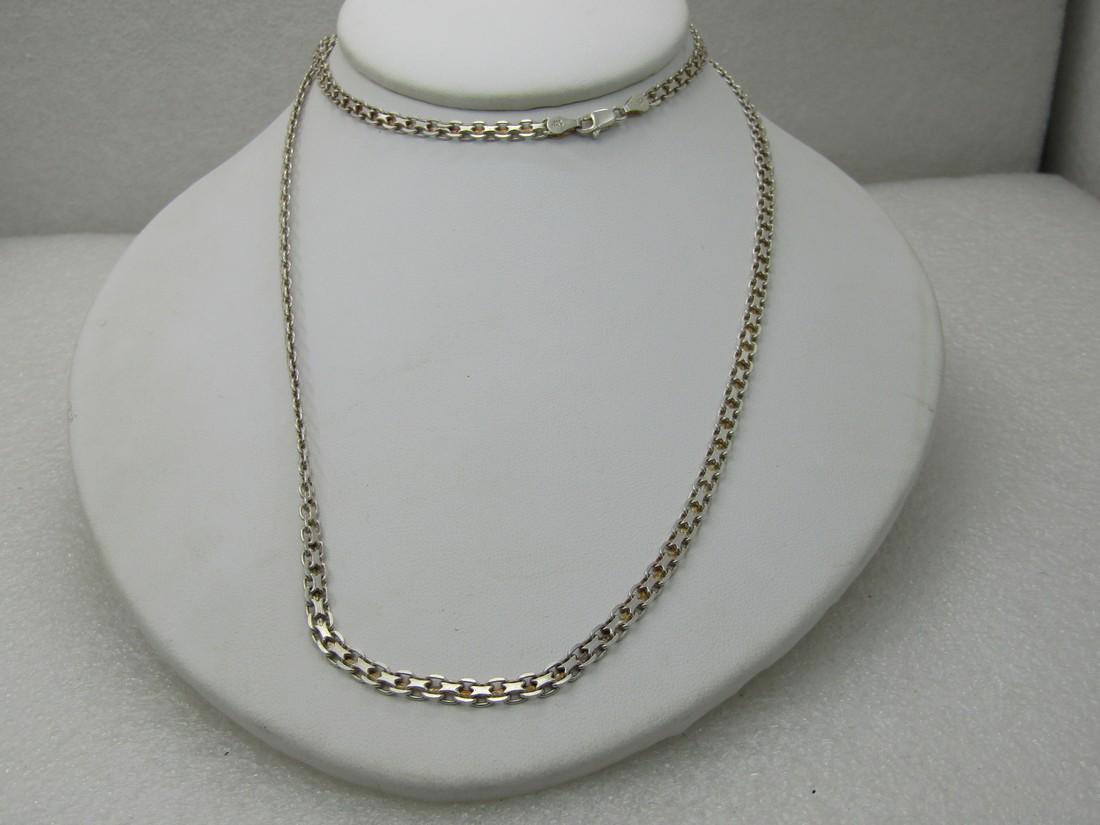 Vintage Sterling Silver Woven Chain Necklace 28", (1 of 7)