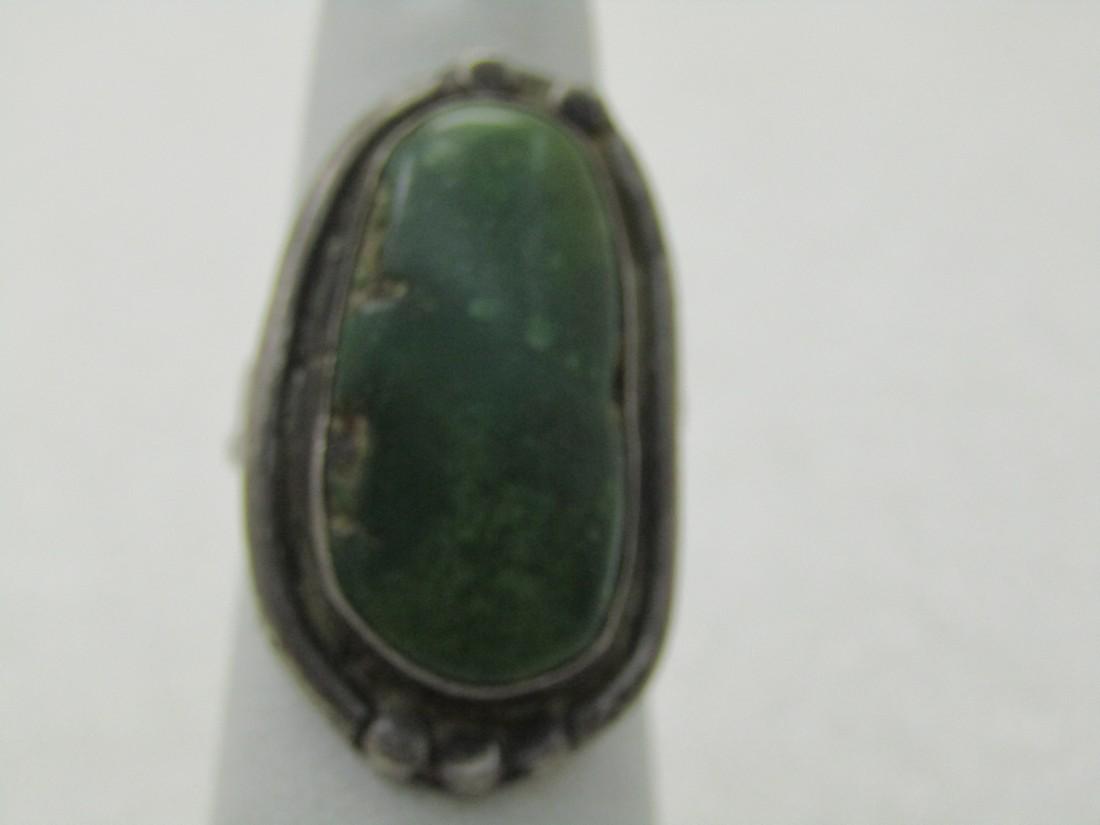 Vintage Sterling Southwestern Ring, Green Turquoise. (1 of 7)