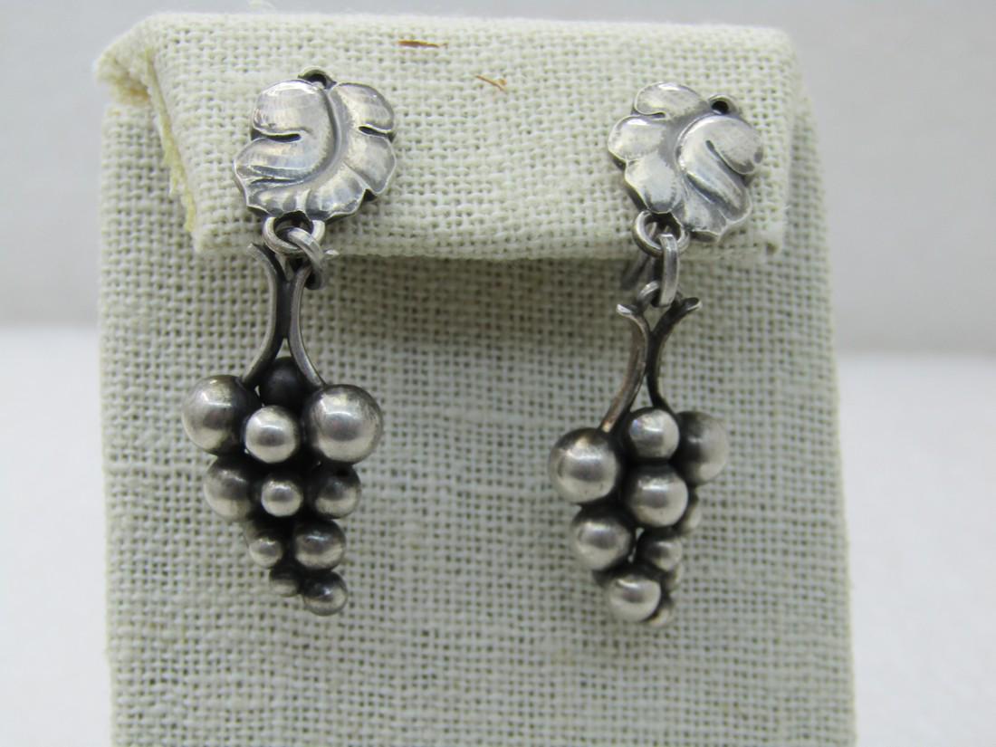 Vintage Sterling George Jensen Grapes Earrings, No. 40, (1 of 8)