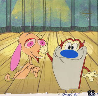 Ren & Stimpy Animation Art Original Production Cel Cell: Title: Ren & Stimpy Animation Art Original Production Cel Cell 1990sDescription: Nickelodeon's 1991-1995 Smash Hit, The Ren & Stimpy Show. "Fake Dad". Original Hand Painted Production Cel on a