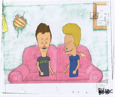 Beavis and Butt-Head Animation Art Original Production: Title: Beavis and Butt-Head Animation Art Original Production Cel Cell 1990s Description: MTV'S 1993 Smash Hit Cartoon BEAVIS & BUTTHEAD. "Killing Time". Original one-of-a-kind production cel display