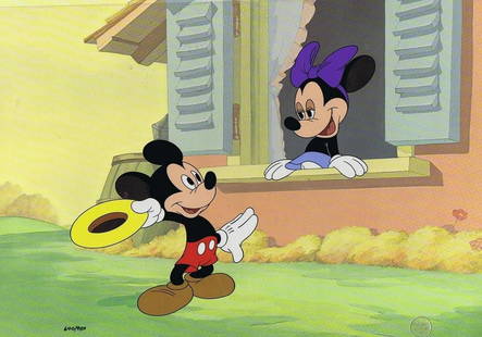 Mickey Mouse Minnie Mouse 60th Anniversary Edition Cel: Title: Mickey Mouse Minnie Mouse 60th Anniversary Edition Cel #636/950 Walt Disney The Little Whirlwind Animation Art. Though sold separatly, this cel and #1072 are, together, a matching