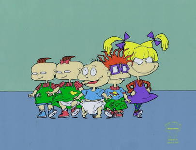 Rugrats Sericel Cell Nickelodeon Limited Edition: Title: Rugrats Sericel Cell Nickelodeon Limited Edition Animation Art 1990sDescription: "The Rugrats Salute" Limited Edition Sericel (silk screen on celluloid cel). Features Angelica, Chuckie,