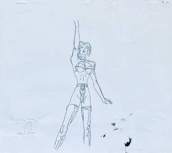 Aeon Flux Animation Art Original Production Drawing: Title: Aeon Flux Animation Art Original Production Drawing 1990sDescription: MTV'S 1991 – 1995 Cult Hit, AEON FLUX. One of a kind animation production drawing.Graphite on animation