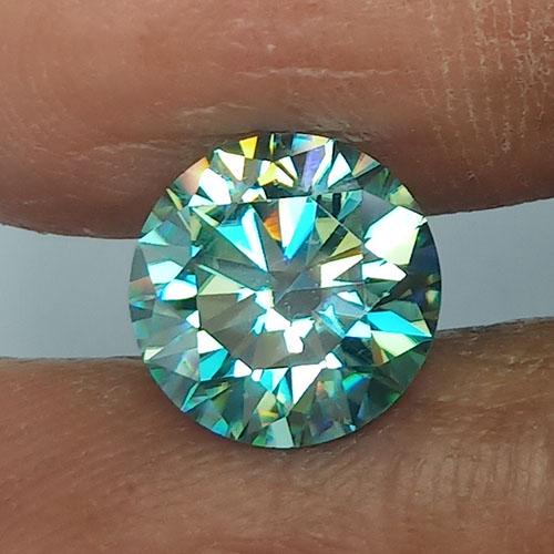 2.48 CTS NATURAL GREEN MOISSANITE ROUND SHAPE GOOD: Title: 2.48 CTS NATURAL GREEN MOISSANITE ROUND SHAPE GOOD LUSTER LOOSE GEMSTONES Carat Weights: 2.48 Size/Dimensions: 8.8 MM Provenance/Additional Info:DIAMOND LUSTER Reserve: $35.00 Shipping: Domesti
