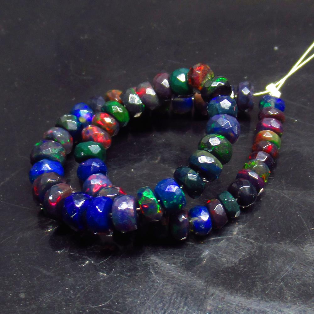 15.00 Ctw Natural 54 Drilled Faceted Black Opal Beads (1 of 2)