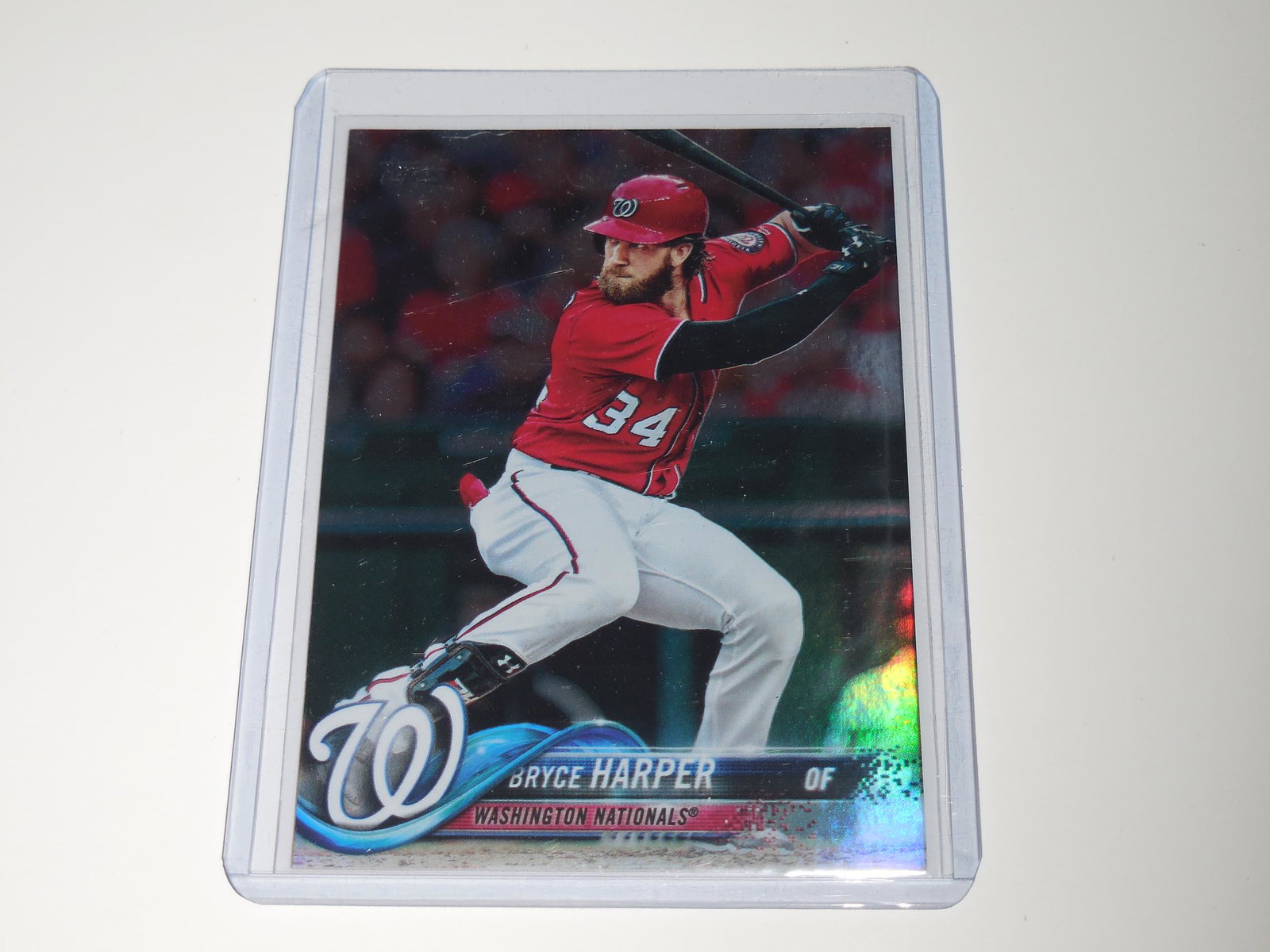 2018 TOPPS #351 BRYCE HARPER RARE RAINBOW FOIL CARD: Title: 2018 TOPPS #351 BRYCE HARPER RARE RAINBOW FOIL CARD Date/Period: MODERN Additional Information: A VERY NICE CARD FOR ANY COLLECTOR! APPROXIMATELY NEAR MINT CONDITION OR BETTER. THE ACTUAL CARD 