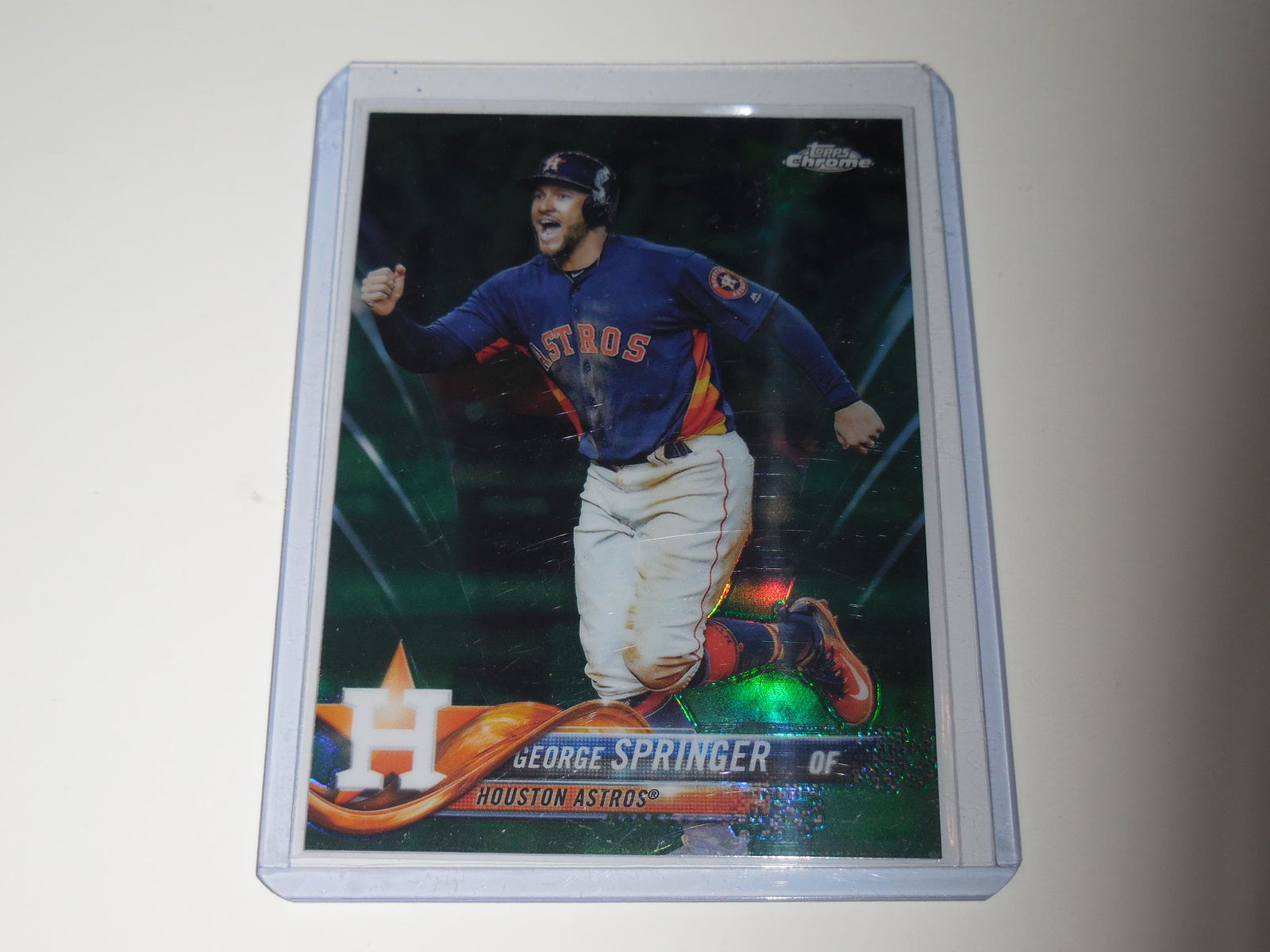 2018 TOPPS CHROME GEORGE SPRINGER GREEN REFRACTOR #'D (1 of 2)