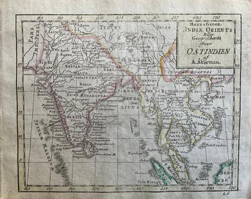 India to S.E Asia. RARE Swedish issue by A. Akerman: Title: India to S.E Asia. RARE Swedish issue by A. Akerman 1768-1774 Date/Period: 1768-1774 Materials: Copperplate engraved Size: 7 1/2 x 6”. Modern India, Pakistan, Bangladesh, Sri Lanka, Tibet, Bu