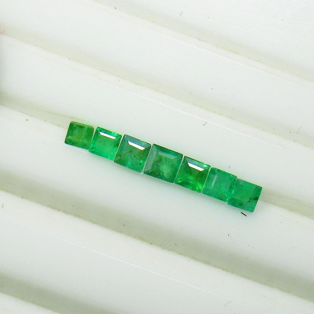 1.04 Ct Natural 7 Zambian Emerald Square Set (1 of 3)