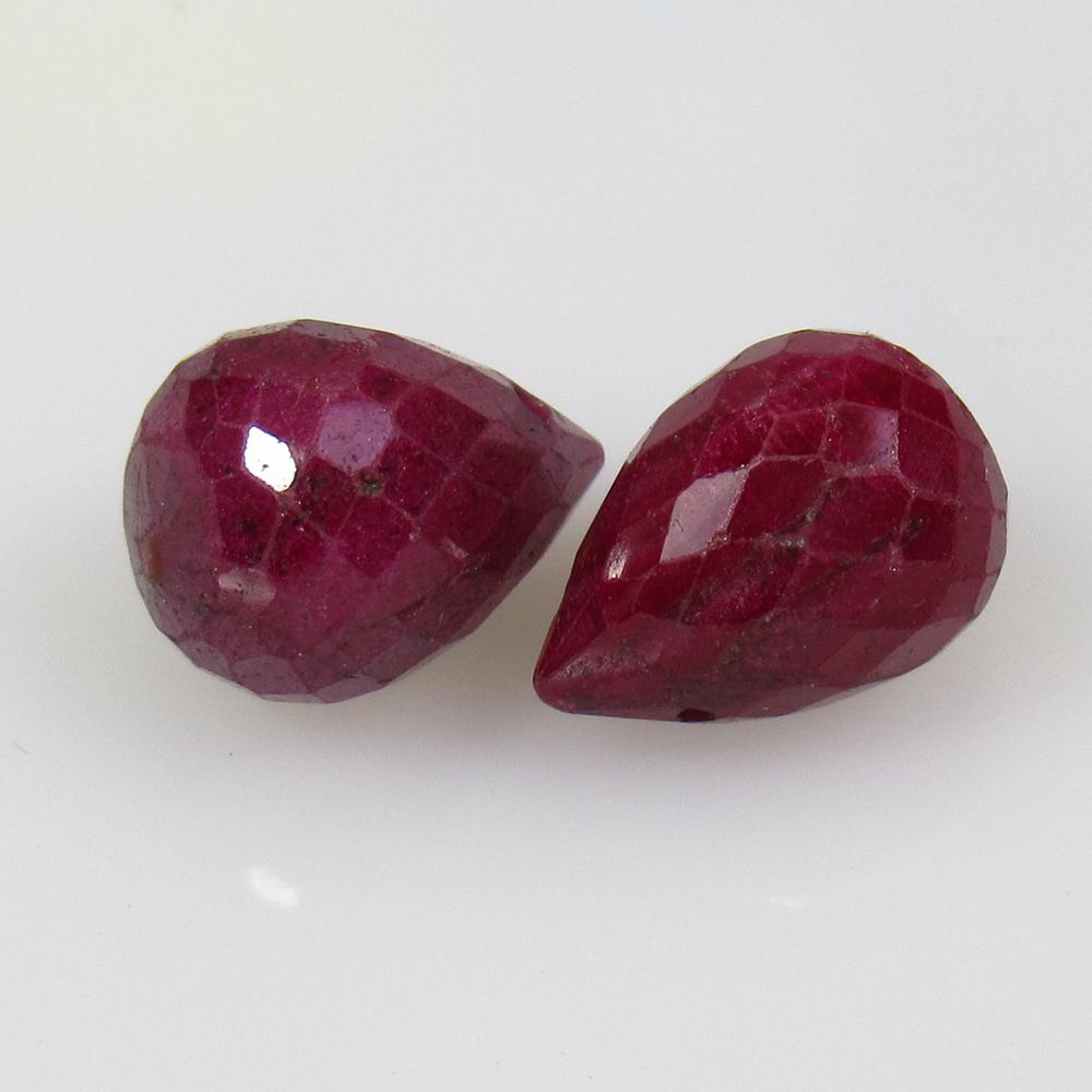 14.00 Ct Natural 2 Red Ruby Pear Drop Beads (1 of 2)