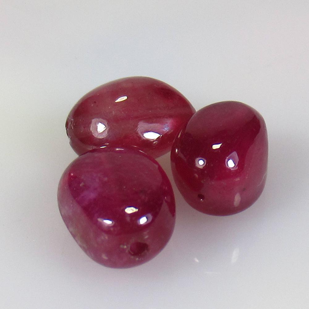 18.23 Ctw Natural 3 Drilled Ruby Dumble Beads (1 of 2)