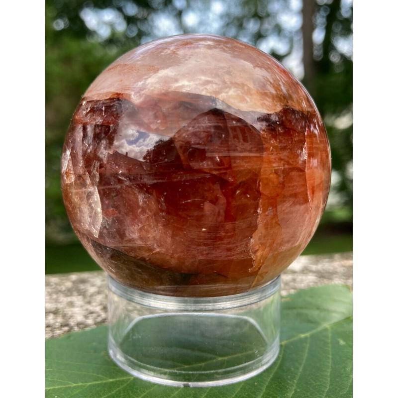 Fire red quartz ball sphere hematoid sparkly reiki (1 of 4)
