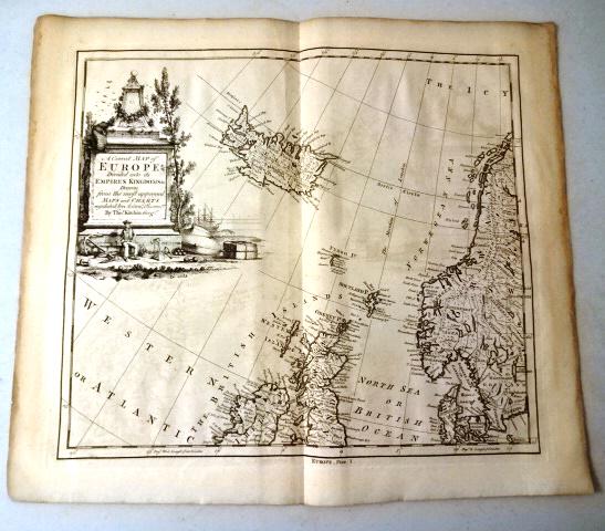 1755 Large Section Wall Map of Europe (1 of 6)