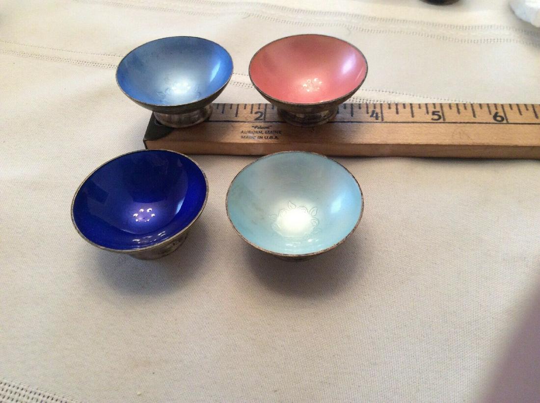 4 Antique Signed Sterling Enamel Salts VB Demark (1 of 12)
