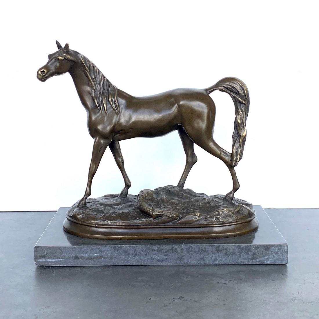 Vintage Bronze Statue of a Arabian horse with a marble (1 of 9)