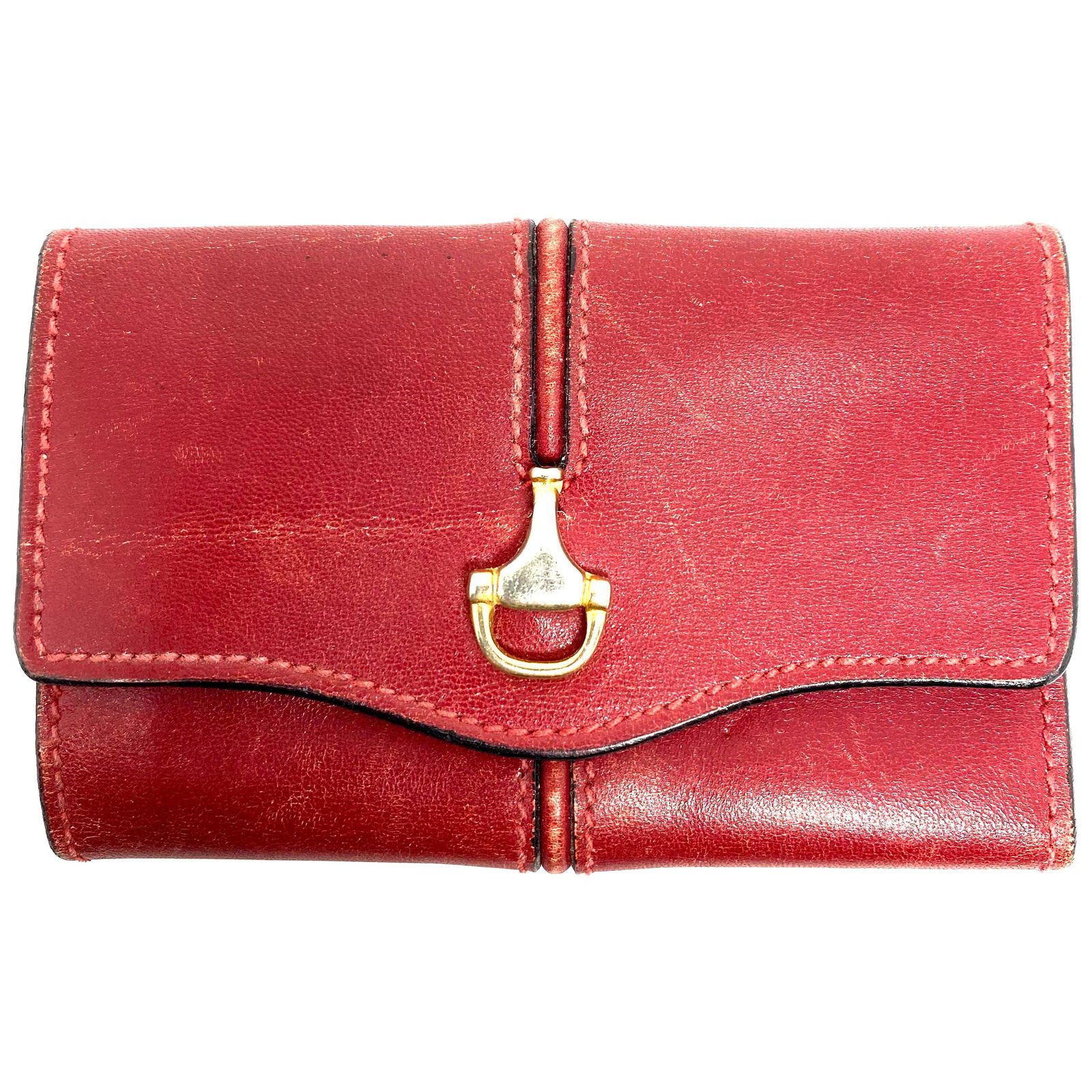 1960s GUCCI Red Leather Key Holder Tri- Fold Wallet (1 of 7)