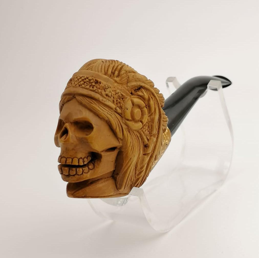 Indian Warrior Skull,Hand carved Meerschaum Pipe (1 of 10)