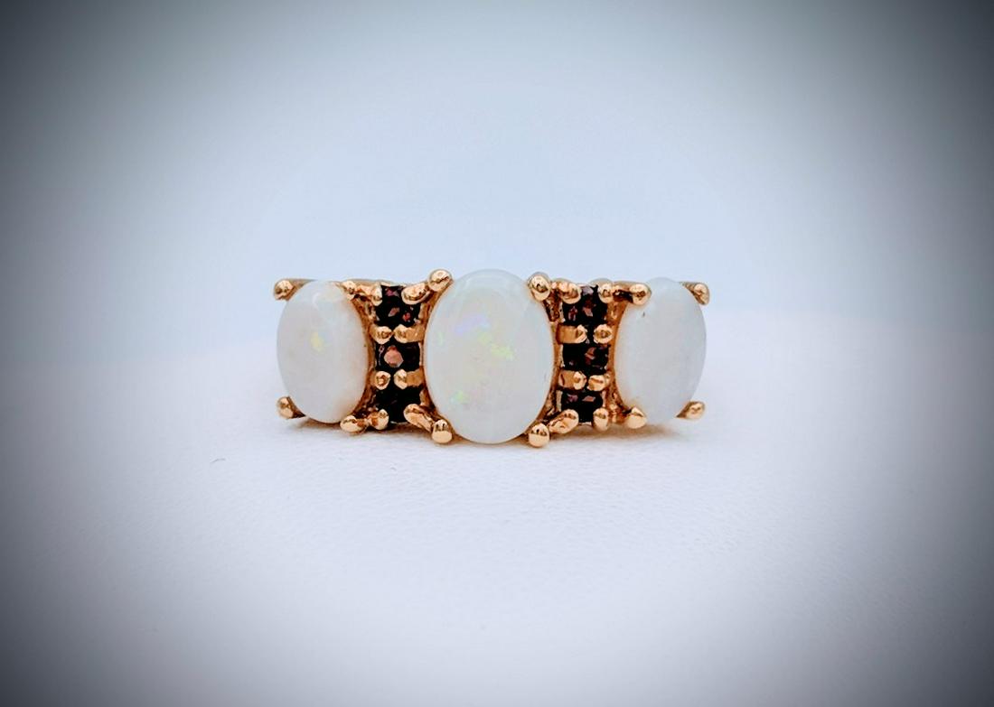 Opal and Red Garnet Ring Sz 7 (1 of 4)