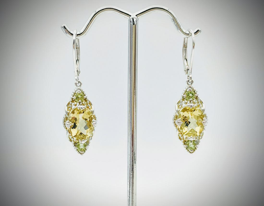 Sterling Silver Earrings w Orthoclase and Peridot (1 of 3)