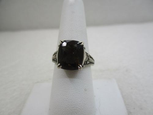 Vintage Sterling Silver Smoky Quartz Ring, Sz. 8.5, (1 of 6)