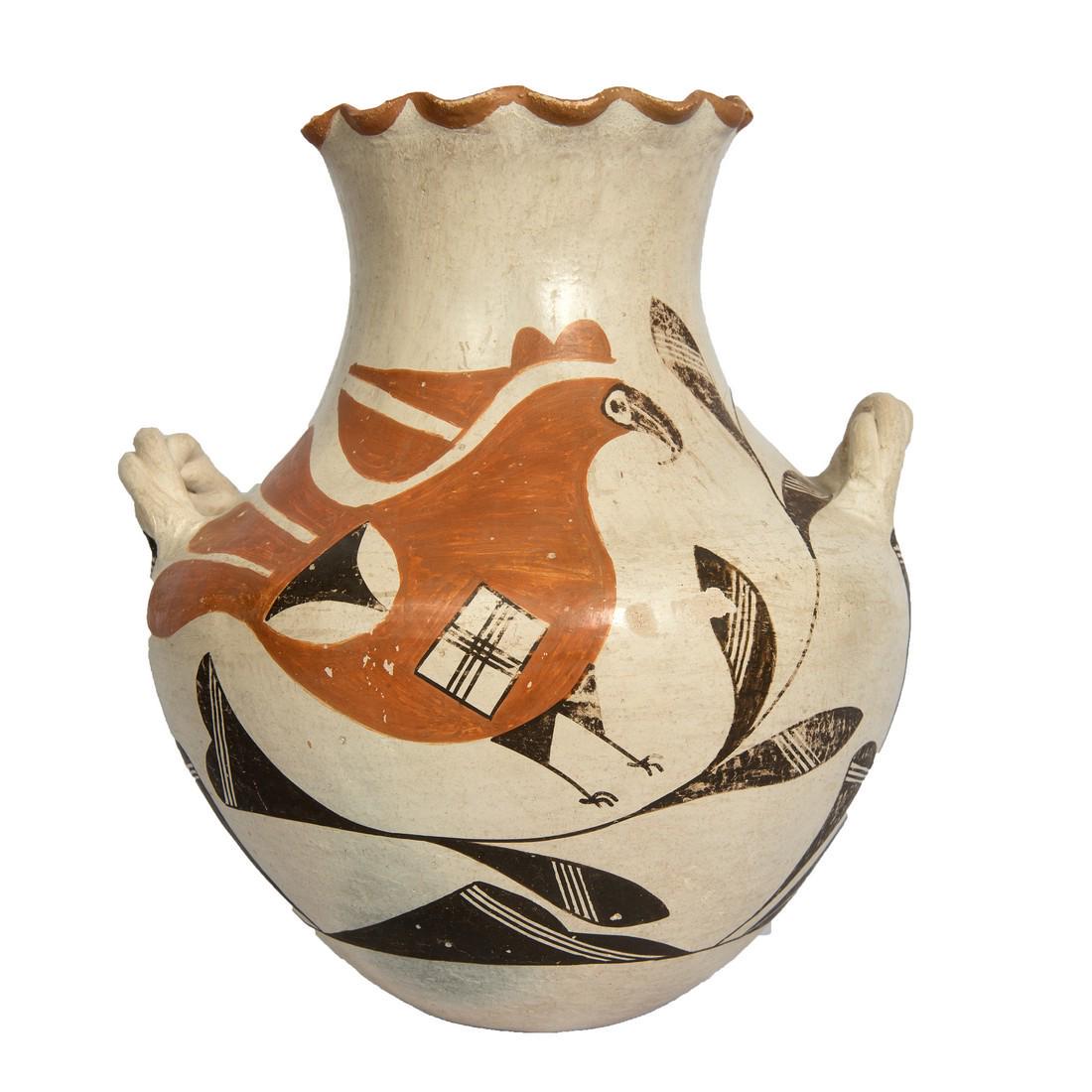 Acoma polychrome parrot vase with handles (1 of 6)