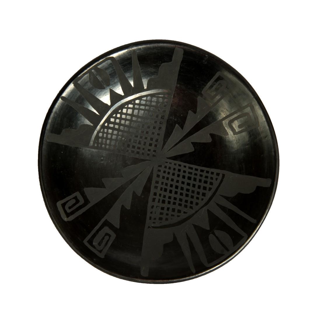 San Ildefonso black-on-black plate with geometric (1 of 2)