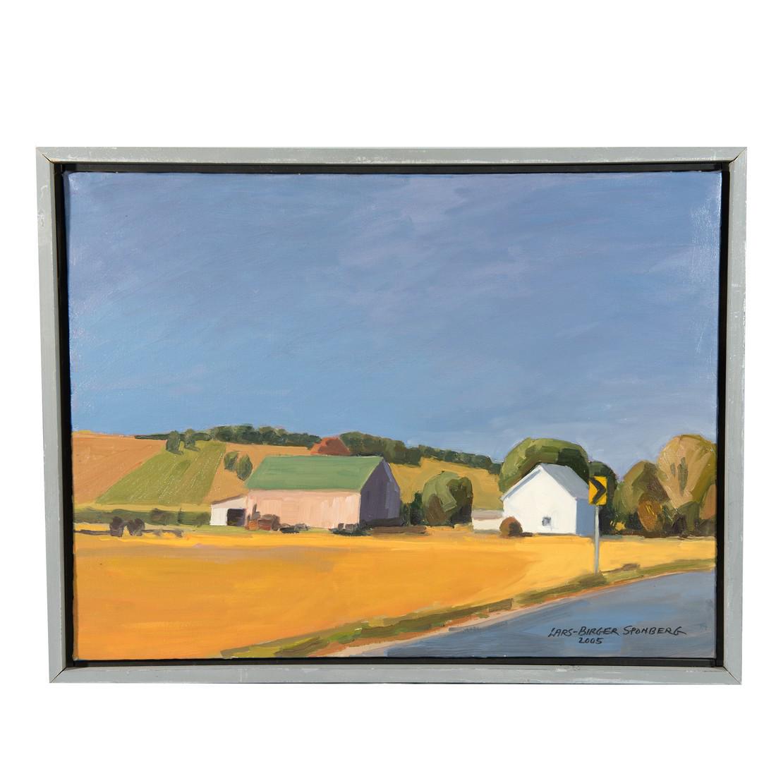 Lars-Birger Sponberg (2005): Title: Lars-Birger Sponberg (2005) Description: Lars-Birger Sponberg (2005) oil on canvas scene of idyllic rural scene. Purchased directly from the artist. Born in Sweden, Lars-Birger Sponberg immigra