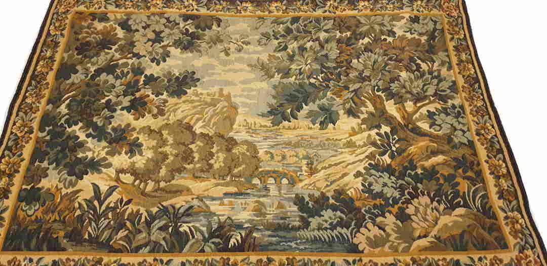 1980 Wall Hanging Garden Tapestry: Title: 1980 Wall Hanging Garden Tapestry Origin: France Date/Period:1980 Materials: Jackard Dimensions: 65 x 45 Inches Description:Modern point Wall Tapestry Tapestry Description ?? Size:64 x 45 inche