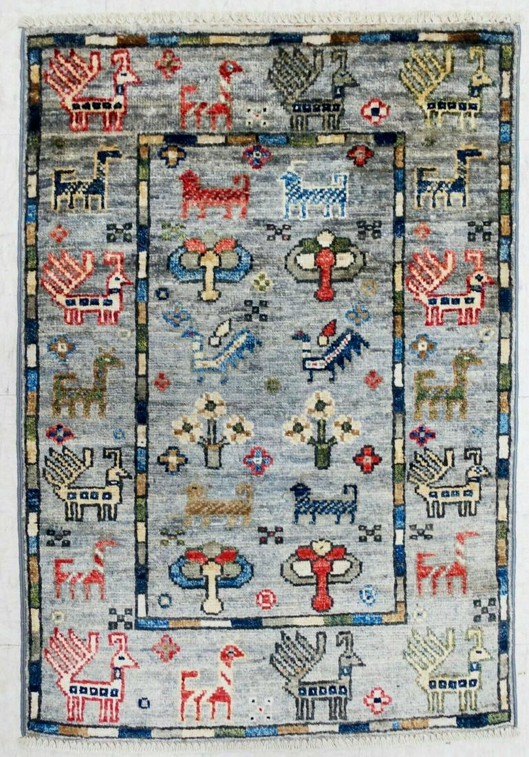 2 x 3 Hand Knotted Hand-Spun Wool Vegetable Dyes Tribal (1 of 6)